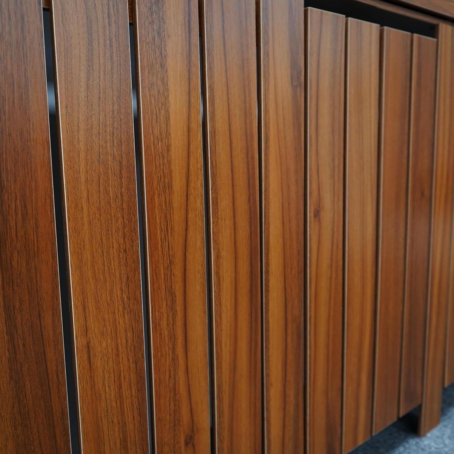 Wood Radiator Cover with Drawers Vertical Slat W152xH96cm Modern Oak Cabinet
