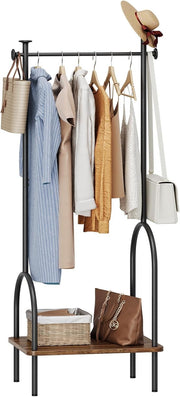 Freestanding Coat Rack with Shelf 3-in-1 Hall Tree Clothes Rail 157cm Black