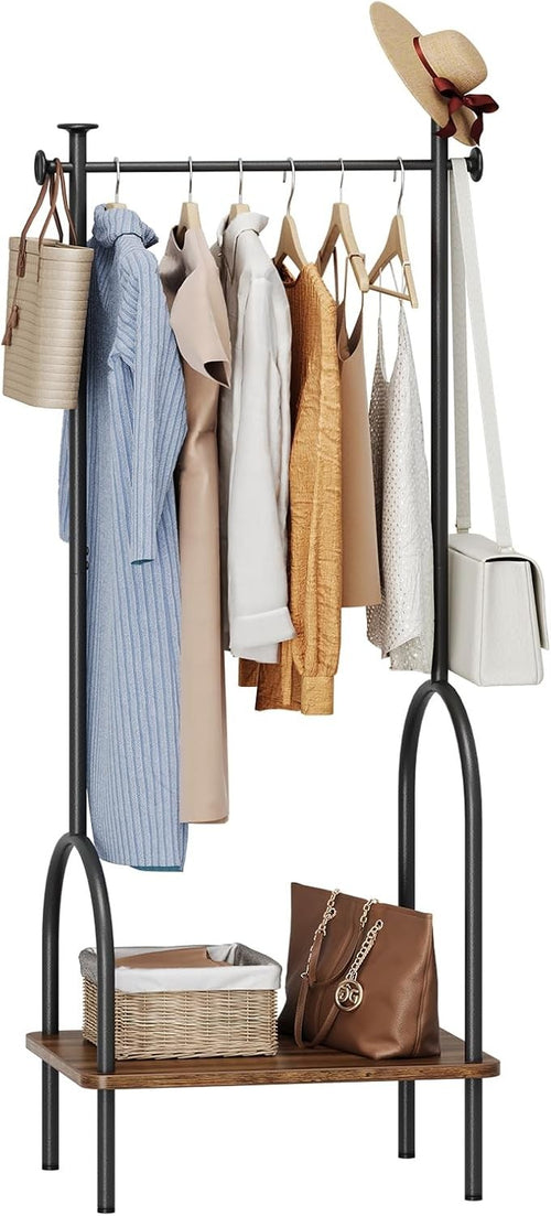 Freestanding Coat Rack with Shelf 3-in-1 Hall Tree Clothes Rail 157cm Black