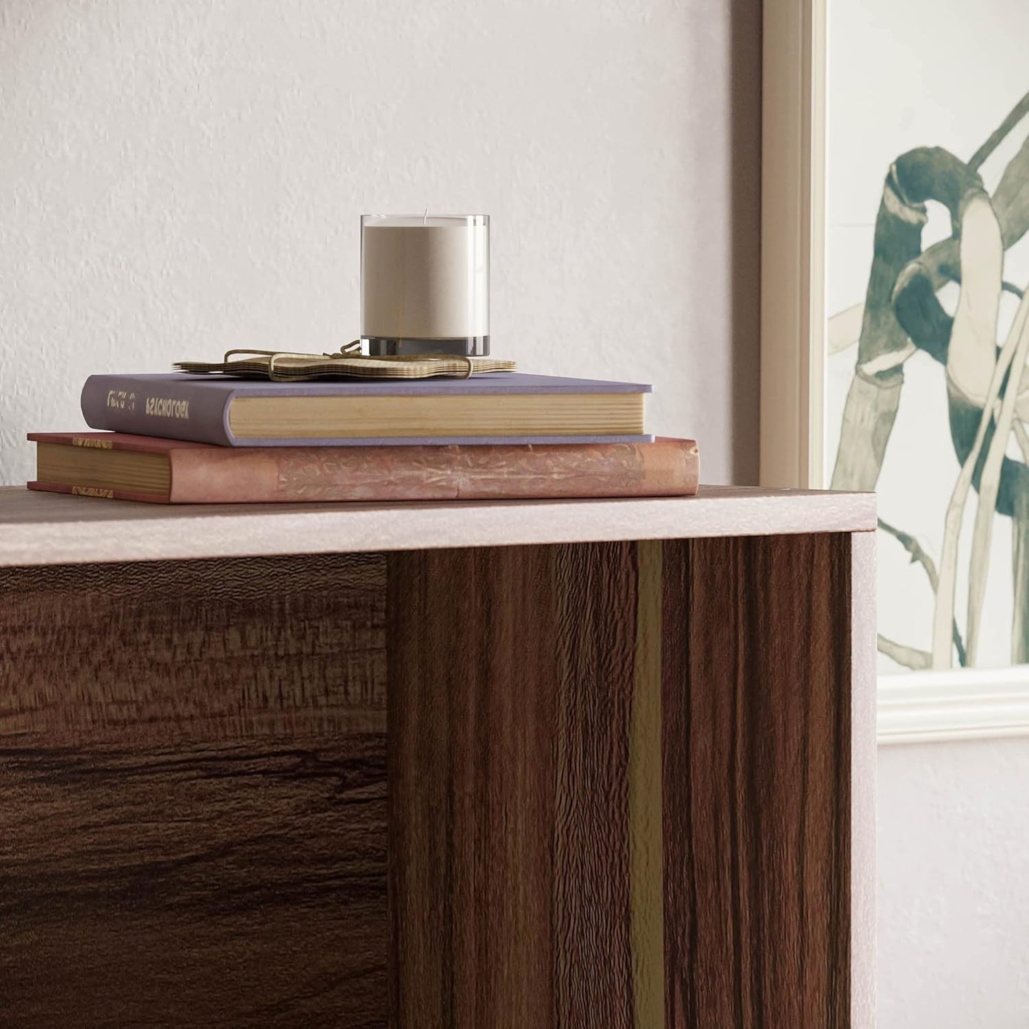 5 Tier Walnut Wooden Bookcase Modern Storage Display Shelf for Living Room