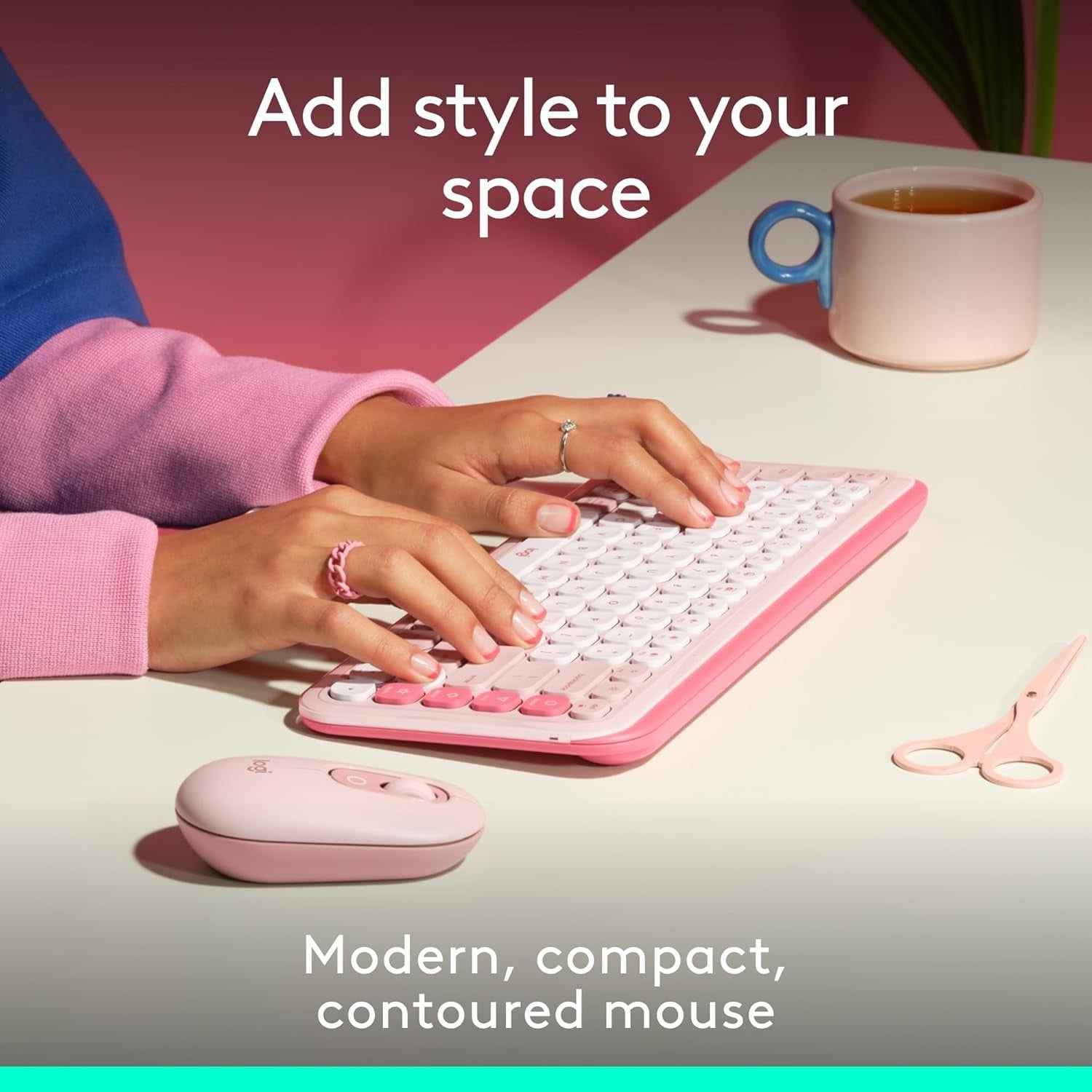 Compact Wireless Bluetooth Mouse Quiet Click Multi Device Rose