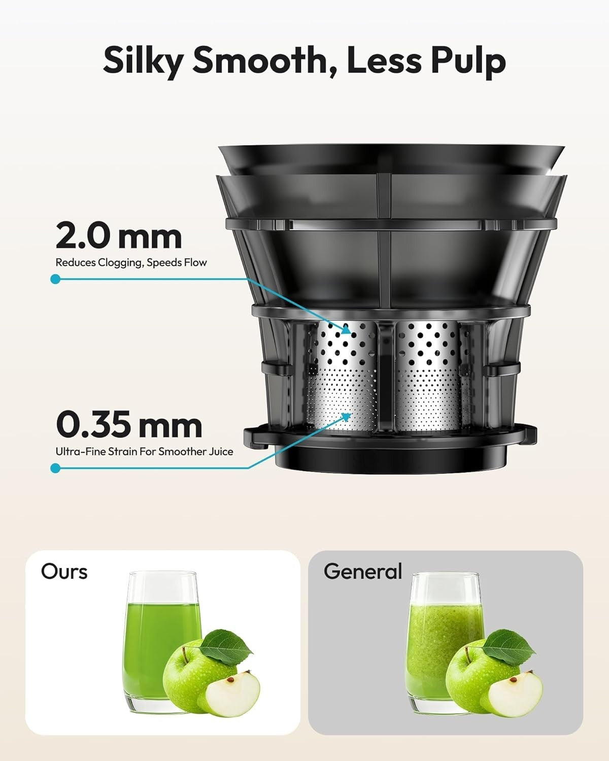 Cold Press Juicer 400W 5.8in Wide Feed Chute Whole Fruit High Yield