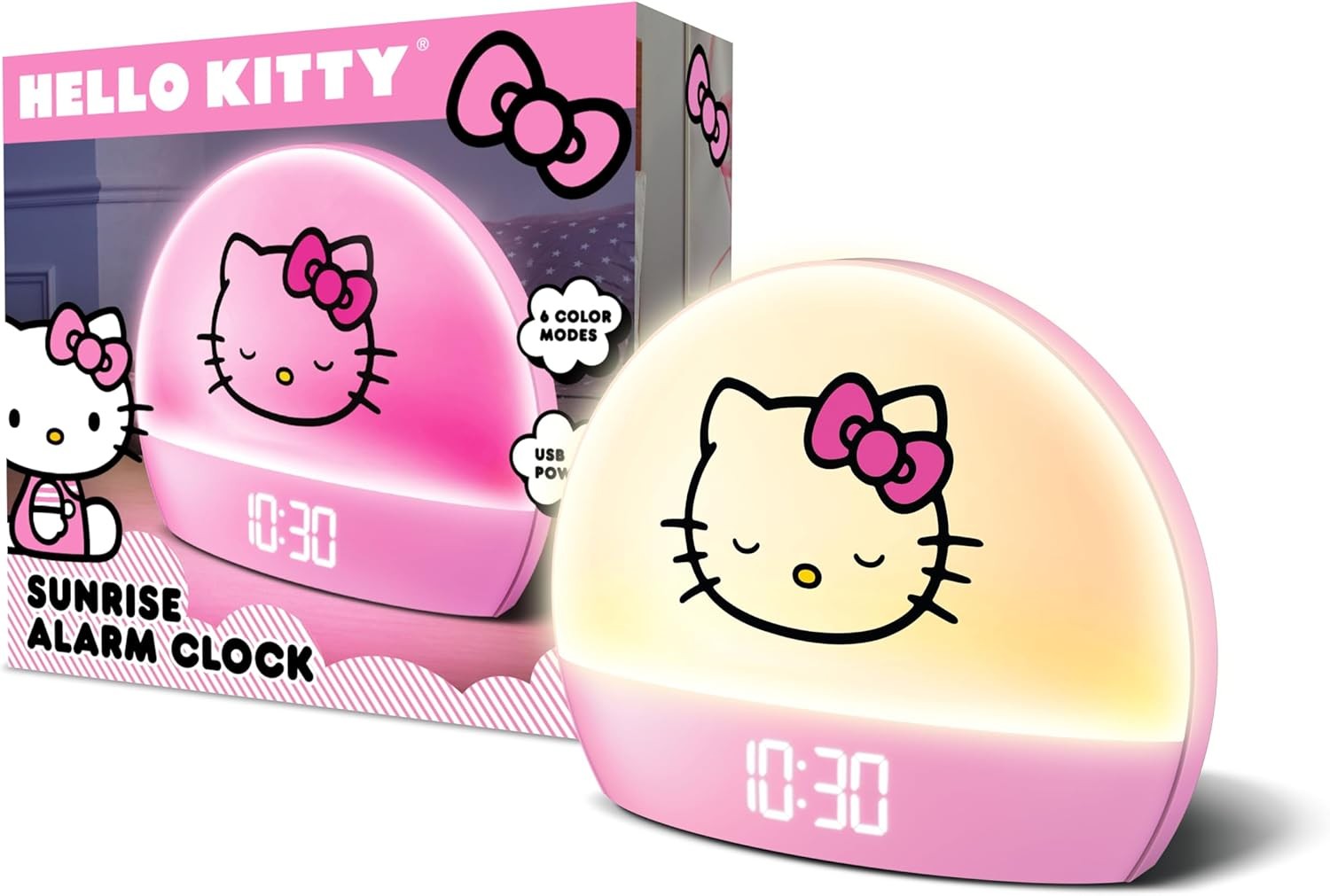 Sunrise Alarm Clock Kids Mint Green LED Night Light USB Digital Snooze