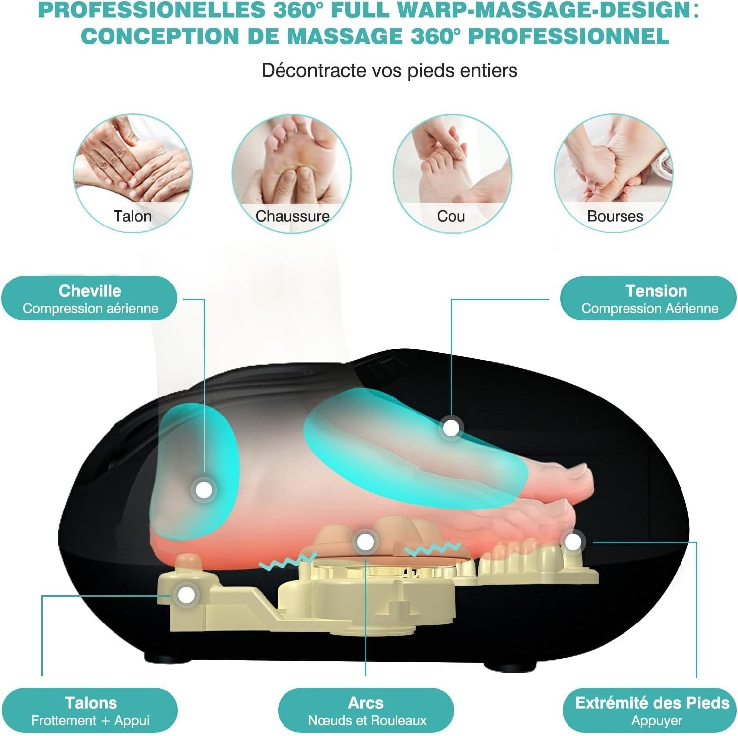 Electric Shiatsu Foot Massager w/ Heat, Kneading & Air Compression