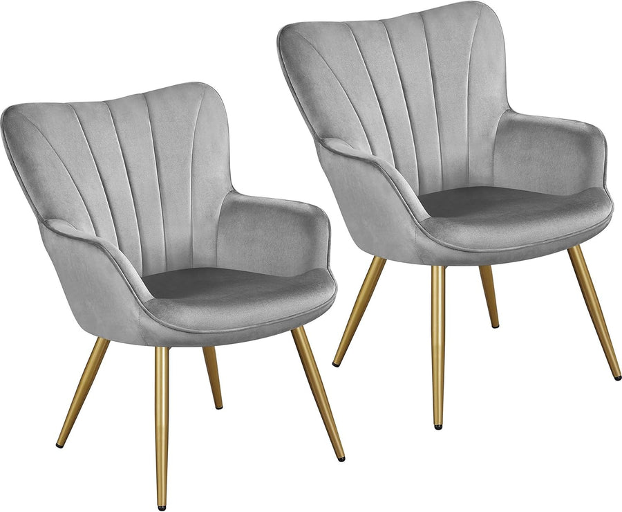 Light Grey Velvet Tub Chair Set of 2 – Plush Upholstered Accent Seats