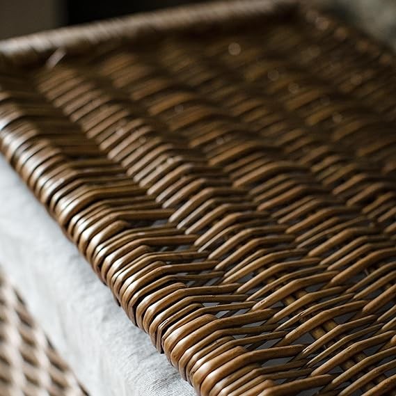 Large Wicker Laundry Basket with Lid & Removable Lining 40×28×60cm Light Grey