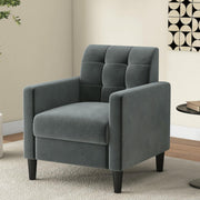 Luxury Velvet Accent Chair with Tufted Back, Mid-Century Modern Lounge Sofa