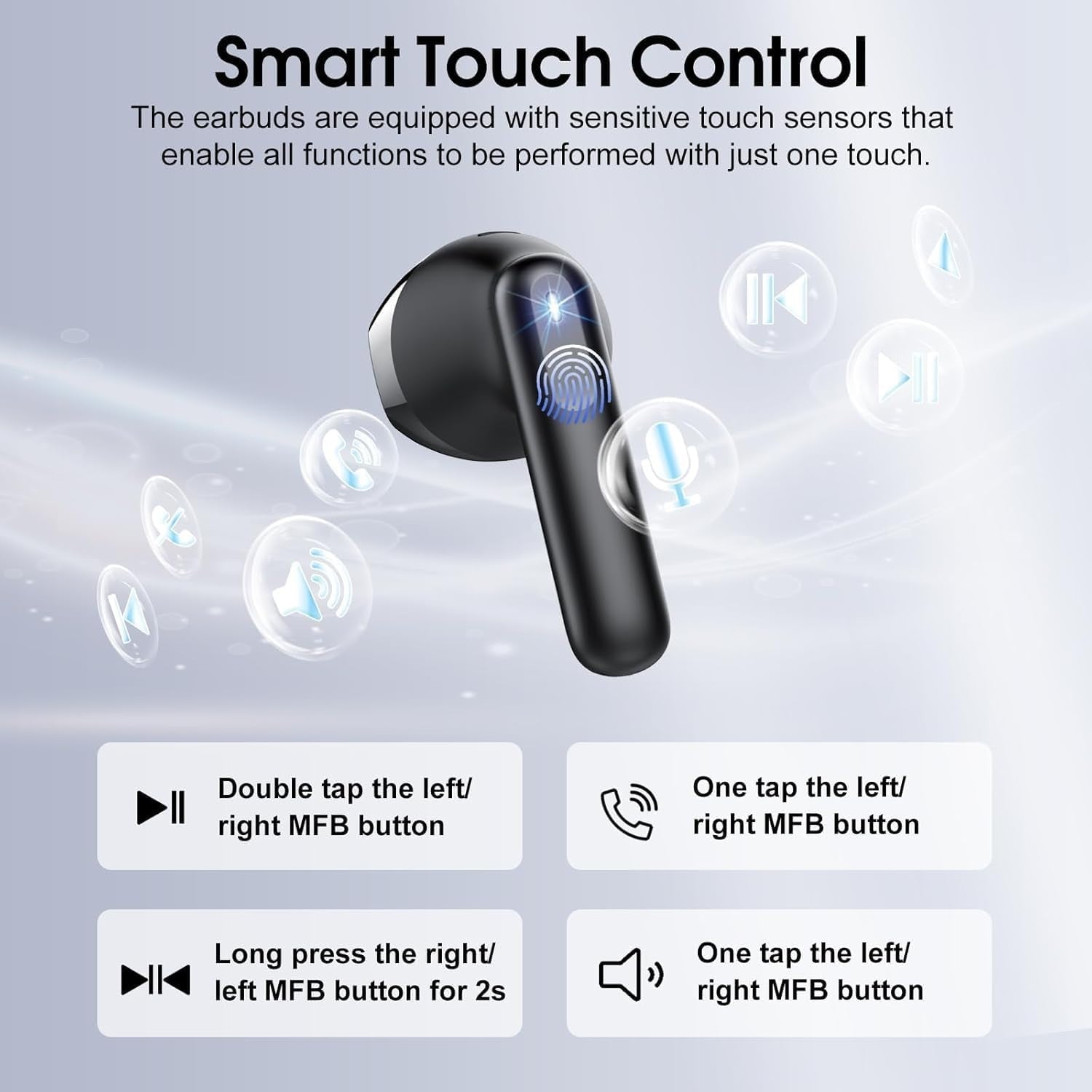 Bluetooth 5.4 Wireless Earbuds ENC Noise Cancelling HiFi Bass Waterproof