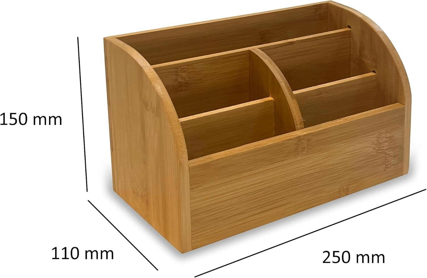 Bamboo Desk Organiser 5 Compartments Wooden Pen Holder 6-Pack