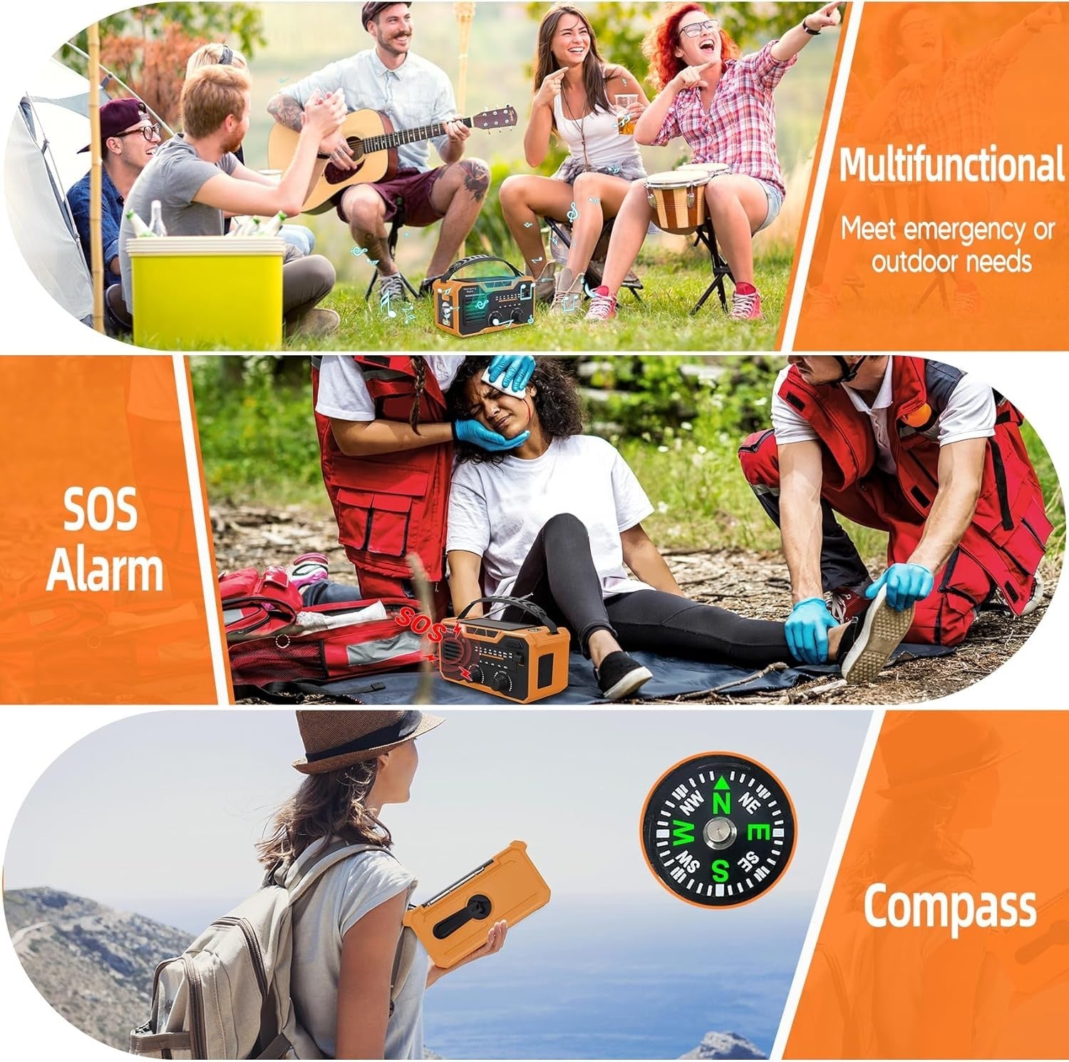 27000mAh Emergency Wind Up Radio, Solar FM/AM, SOS Alarm & Flashlight
