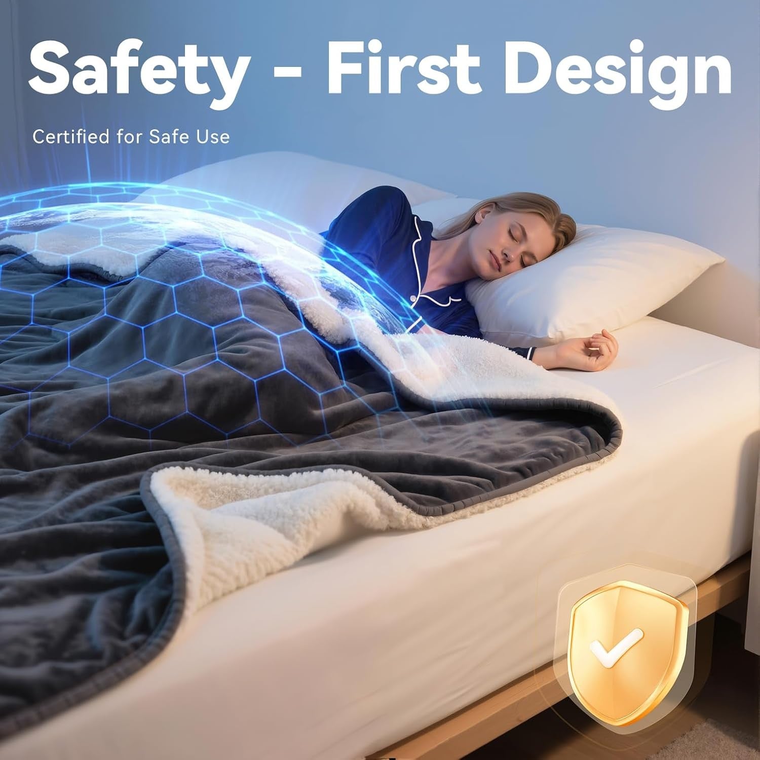 Electric Heated Throw Blanket Soft Flannel Auto Off Washable 120x160cm