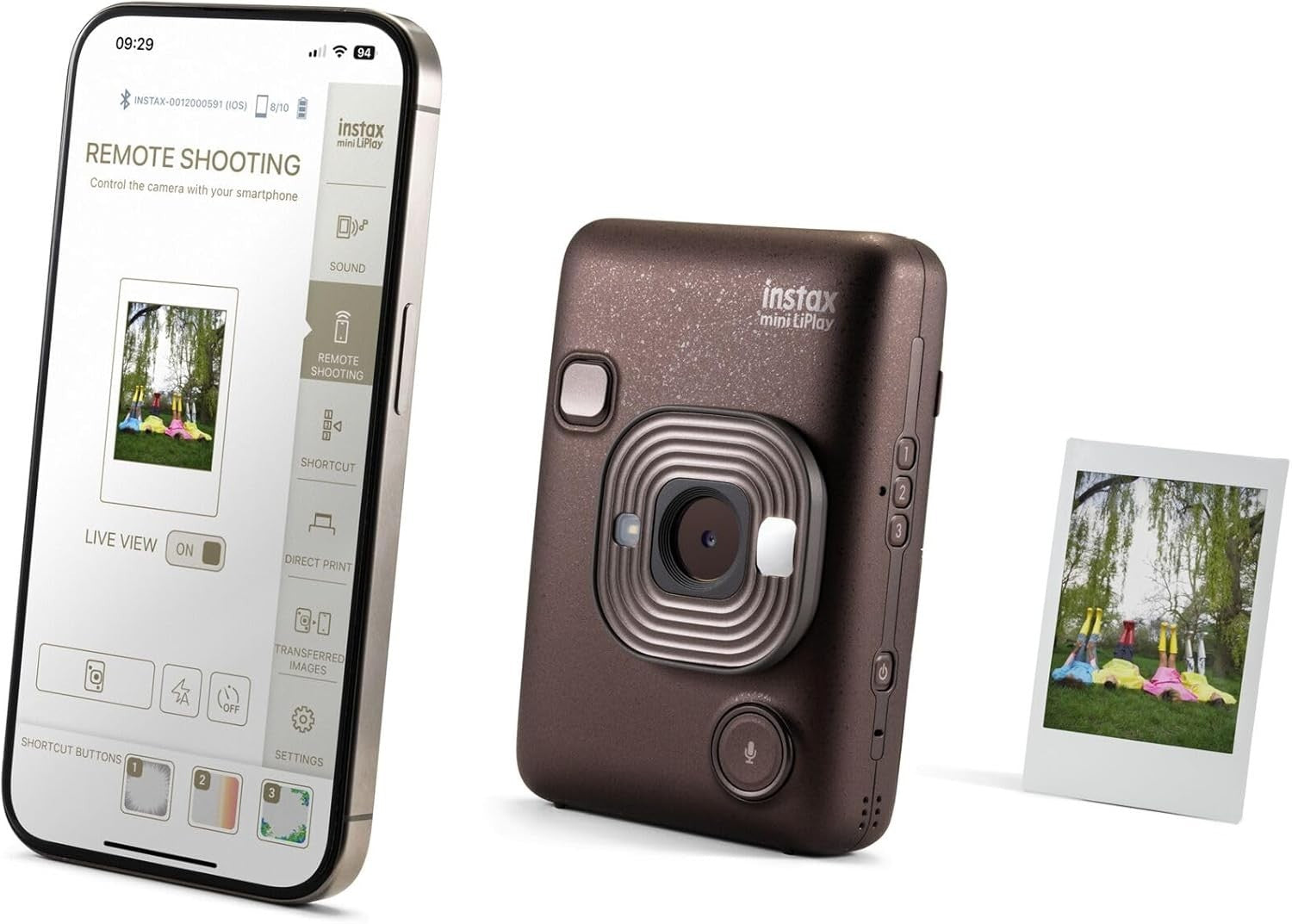 Hybrid Instant Camera LCD Screen USB-C Photo Printer Bronze Camera