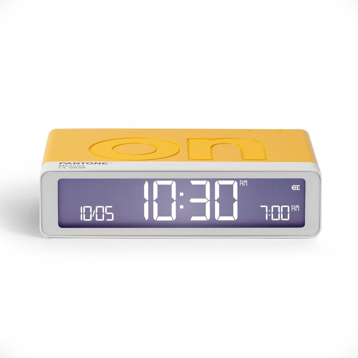 Flip Digital Alarm Clock Reversible On Off Touch Snooze Rechargeable Yellow