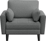 Dark Grey Tufted Tub Chair Oversized Armchair with Pillows
