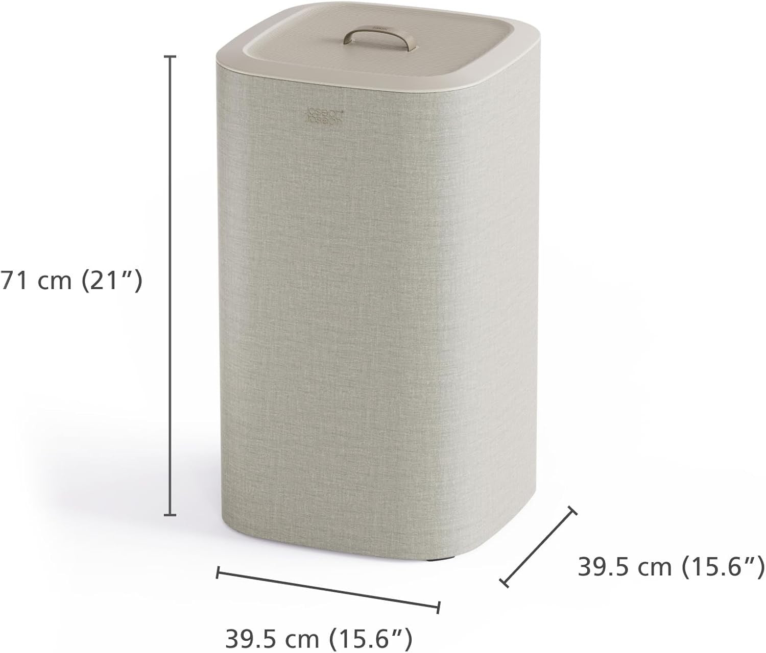 60L Laundry Basket with Lid Single Compartment Removable Tote Bag Ecru Modern