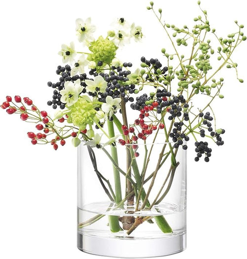 Clear Glass Cylinder Vase 12cm Minimalist Flower Tea Light Candle Holder