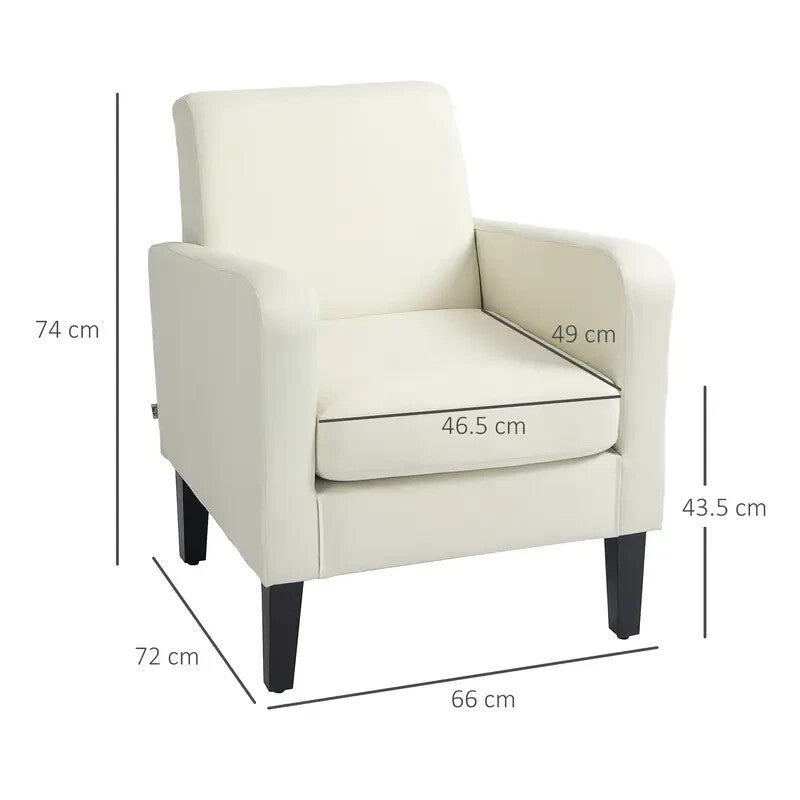 Cream Accent Armchair Upholstered Lounge Chair for Bedroom or Living Room
