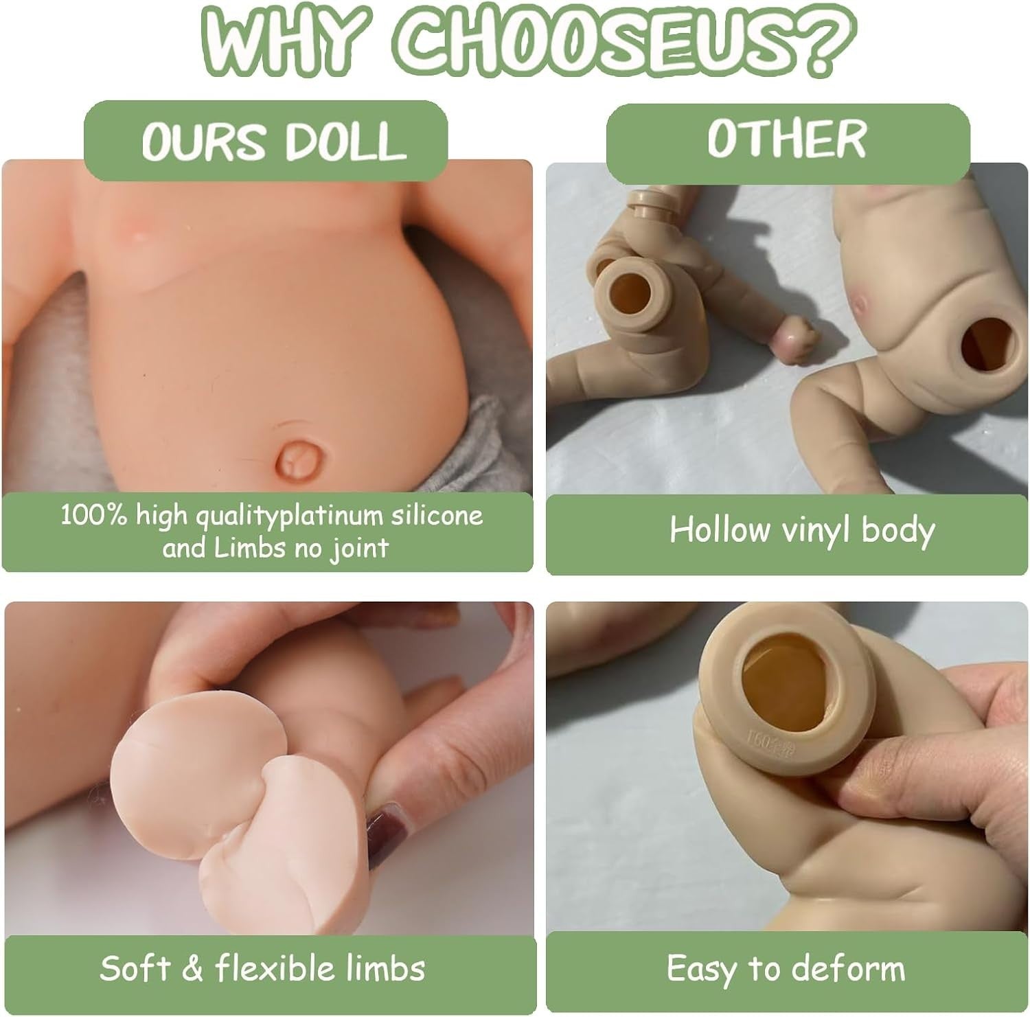 12” Mini Silicone Newborn Doll Full Body Sleeping Lifelike Ivory
