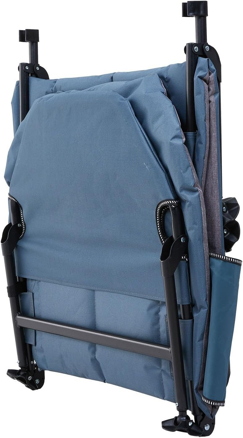 Adjustable Outdoor Sun Lounger with Headrest Pillow & Side Pocket Grey