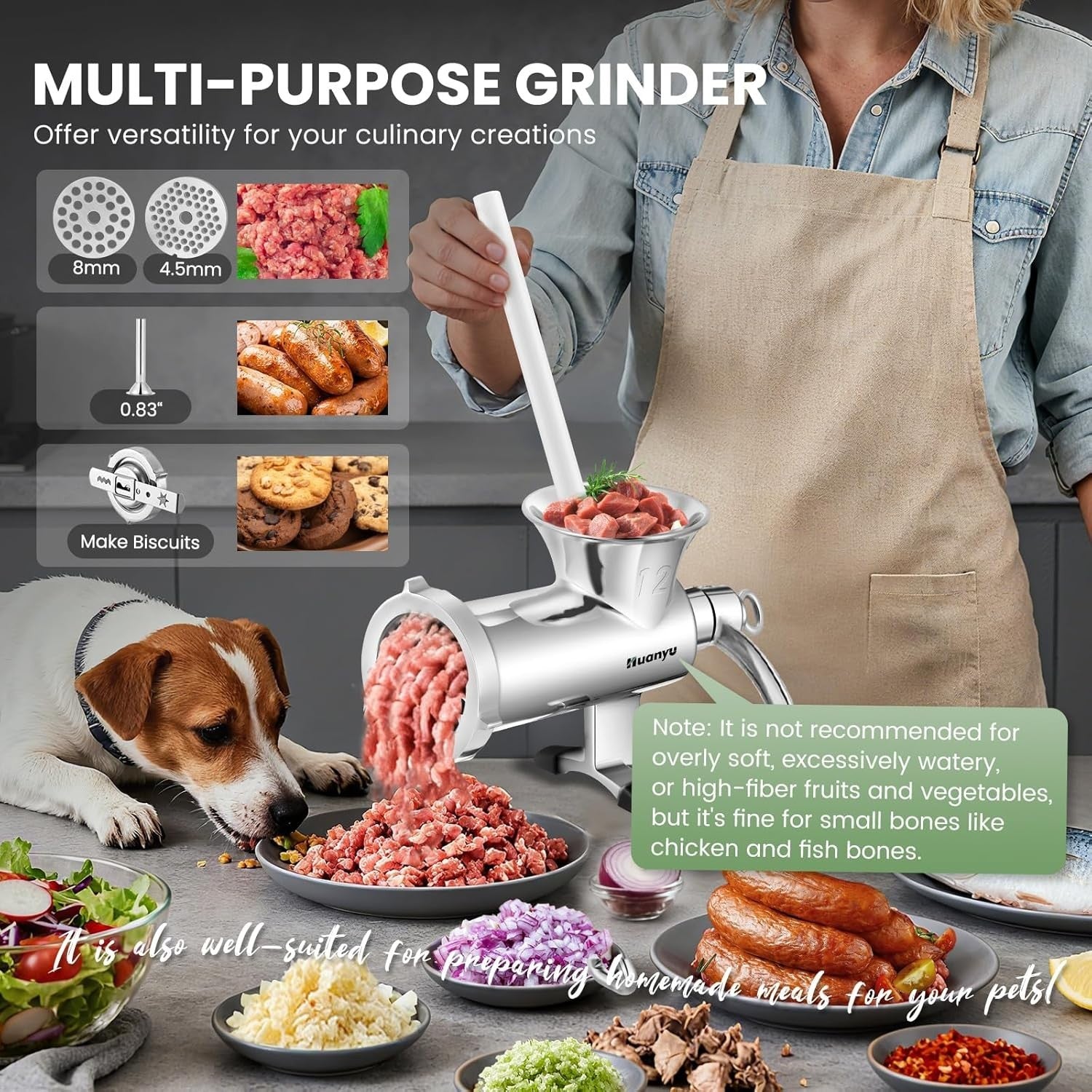 Size 12 Stainless Steel Manual Meat Grinder Sausage Maker Heavy Duty