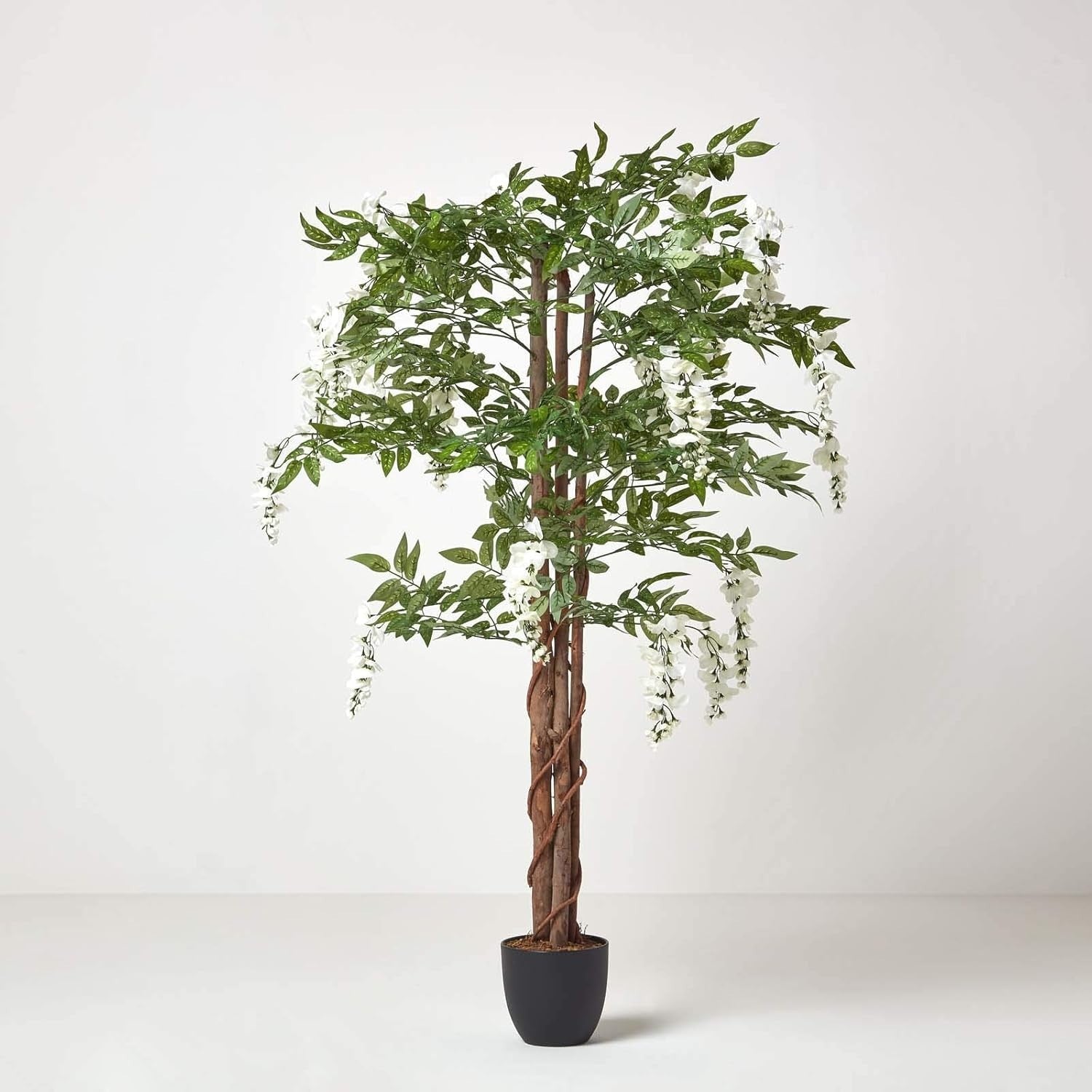 5ft Cream Wisteria Tree in Black Pot Faux Ornamental Plant for Home or Office