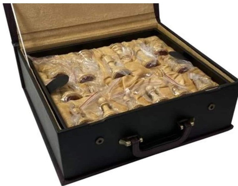 Luxury Ebony & Boxwood Chess Pieces Set with Presentation Case 4" Staunton