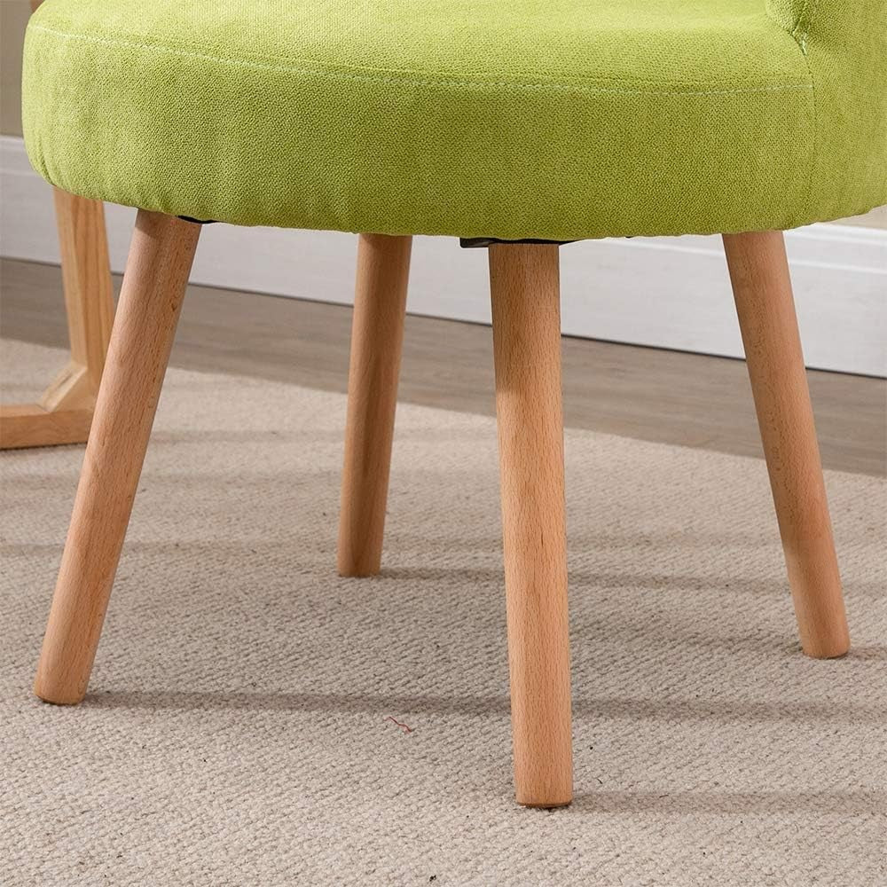 Set of 2 Green Linen Tub Chairs Lounge Side Armchairs