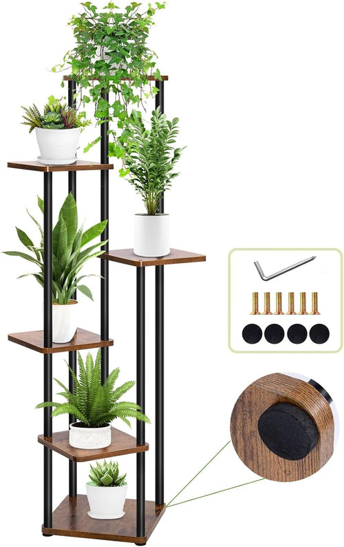 6 Tier Metal Plant Stand Indoor Outdoor Corner Flower Shelf Display Rack
