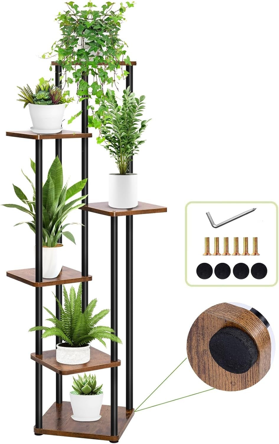 6 Tier Metal Plant Stand Indoor Outdoor Corner Flower Shelf Display Rack