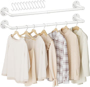 92cm Industrial Pipe Clothes Rail White Heavy Duty 2 Pack