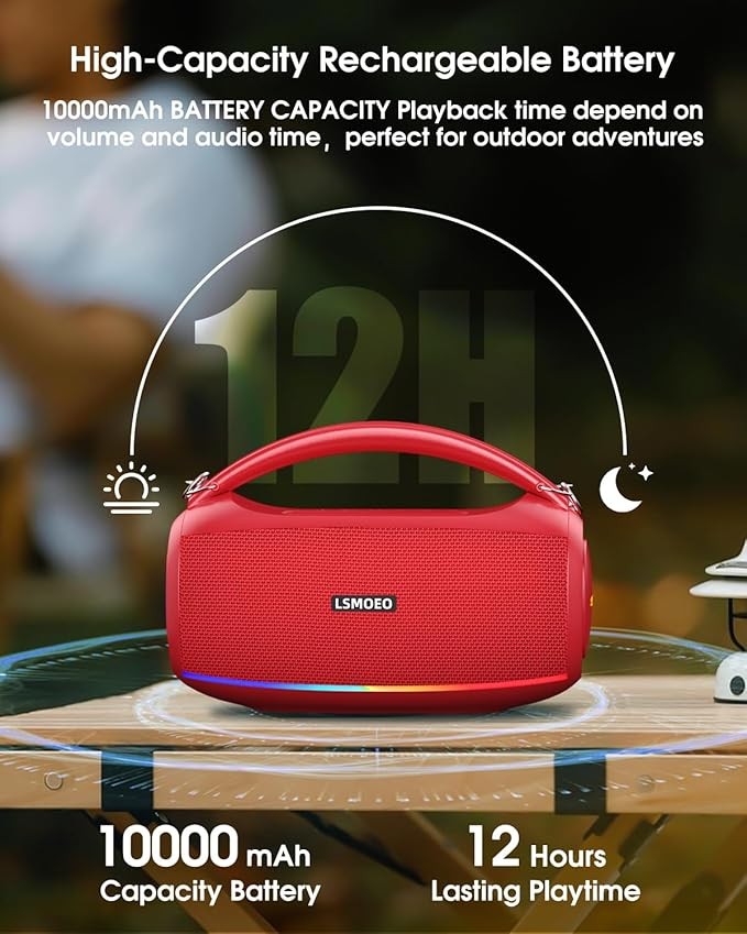 60W Portable Karaoke Machine with 2 Wireless Mics & LED Party Lights