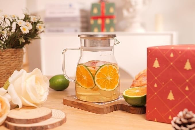 Glass Teapot 800ml Stovetop Safe Tea Pot w/ Stainless Steel Filter Lid
