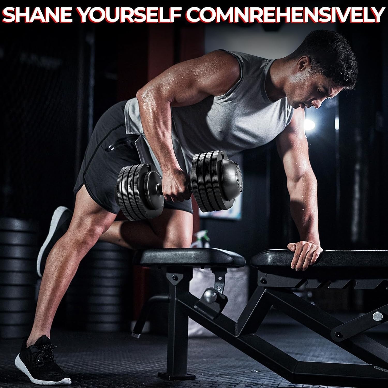 24kg Adjustable Dumbbell Single 5-in-1 Quick Change Non-Slip Home Gym
