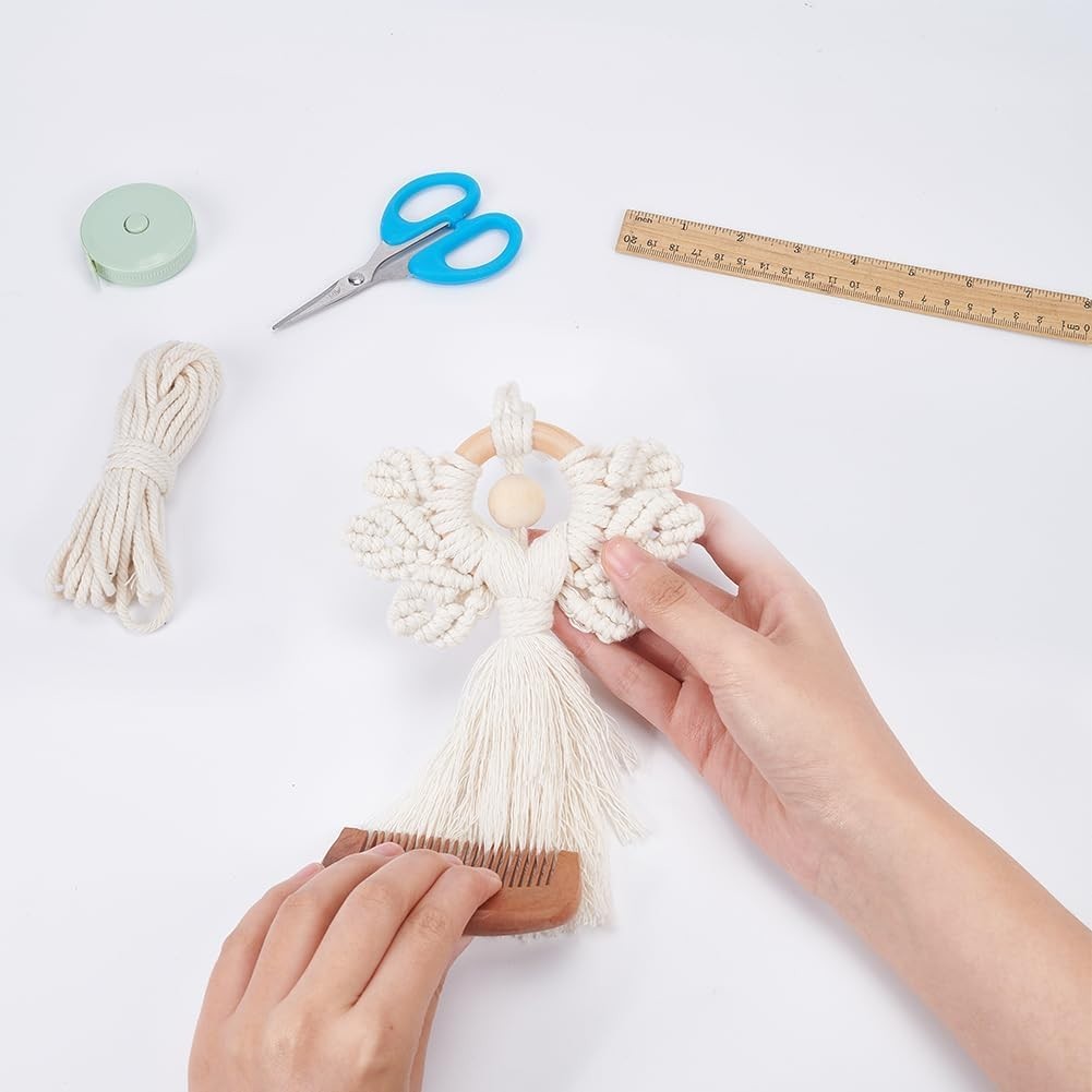 DIY Macrame Angel Kit 3pcs Handmade Boho Wall Hanging Decor