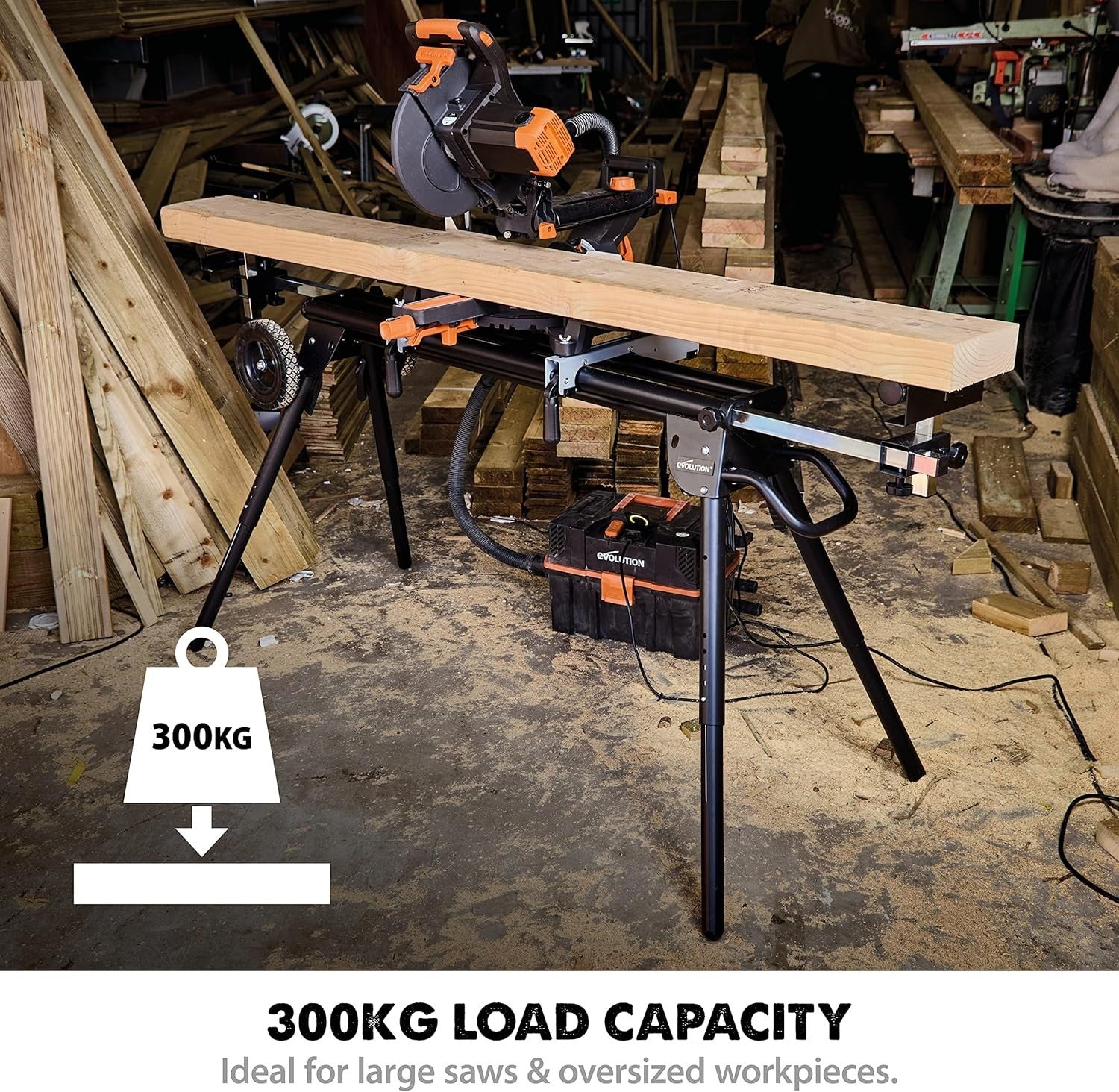 Folding Mitre Saw Stand Plus Extendable Arms 300kg Support Universal Fit