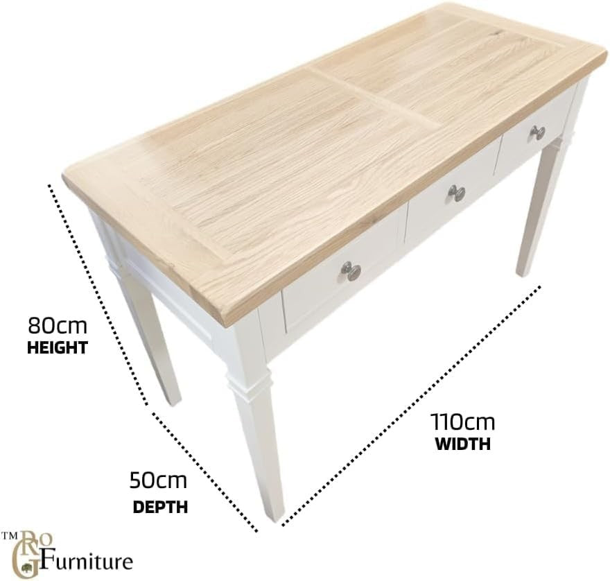 White Oak Dressing Table Vanity Desk Wood 3 Drawers Bedroom Storage Ready Assemb