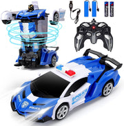 Transforming Robot RC Car 360° Spin Toy – Rechargeable Gift for Kids 3–8+