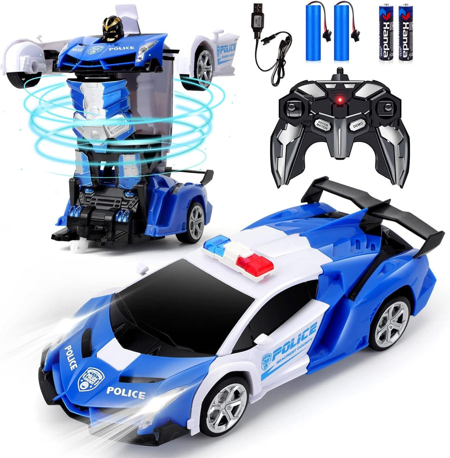 Transforming Robot RC Car 360° Spin Toy – Rechargeable Gift for Kids 3–8+