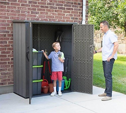 Vertical Garden Storage Shed 53 Cu Ft Waterproof Outdoor Tool Box Brown