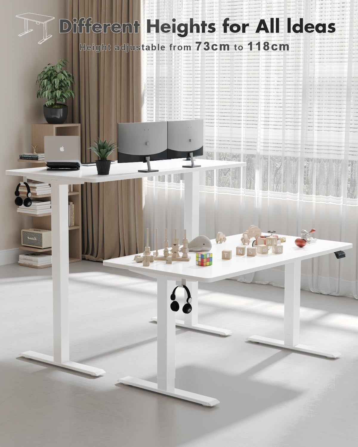 Electric Standing Desk 180x80cm Adjustable Height Table with Memory White