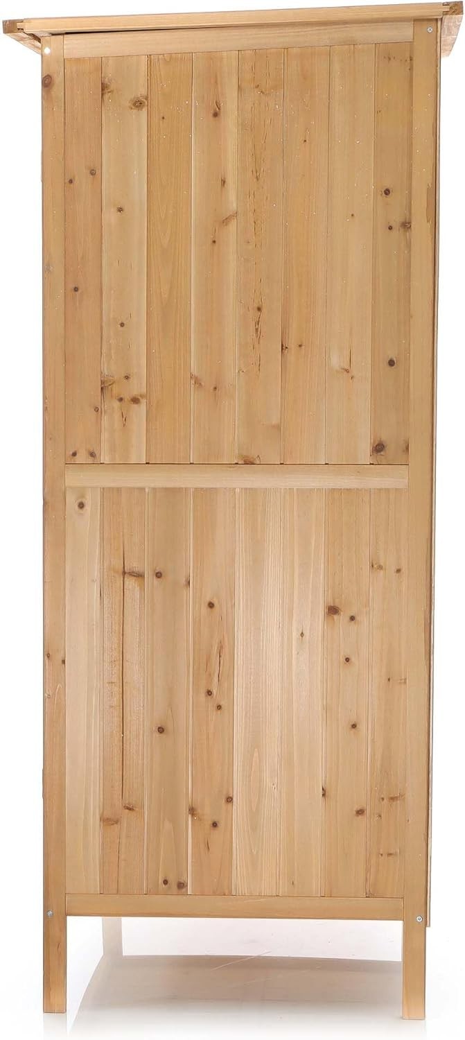 Wooden Outdoor Utility Shed 92x57x154cm Tool Storage Cabinet Natural
