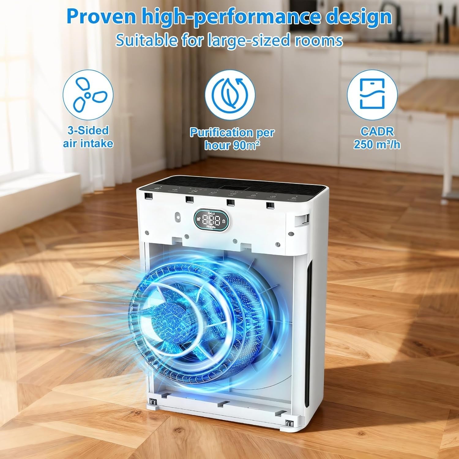 Smart HEPA Air Purifier Large Room 960ft² WiFi Pet Mode Quiet