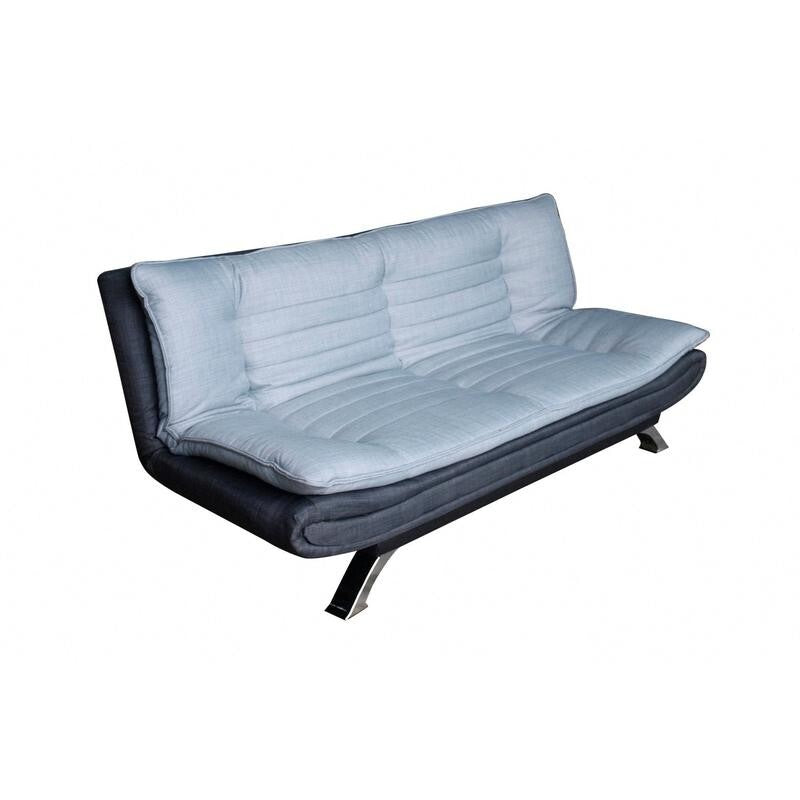 3 Seater Grey Sofa Bed Click Clack | Charcoal Contrast Fabric & Chrome Legs
