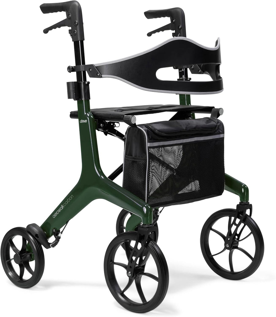 Ultra Lightweight Carbon Fibre Rollator Walker Folding Mobility Aid 4 Wheels