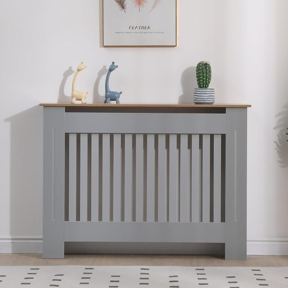 Modern Grey Radiator Cover MDF Heater Shelf Cabinet Stylish Safety Decor