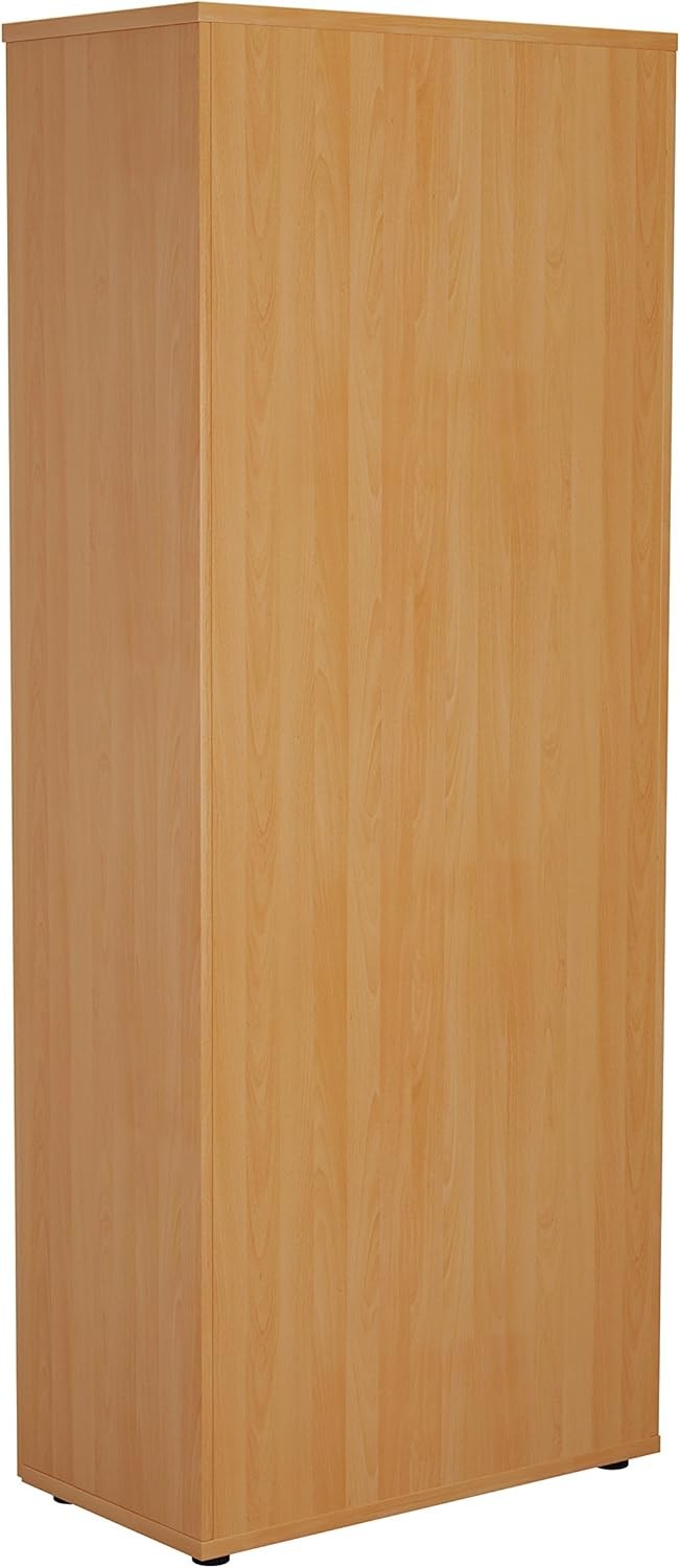 Tall Beech Lockable Office Cupboard 4 Shelf Storage Cabinet 200cm