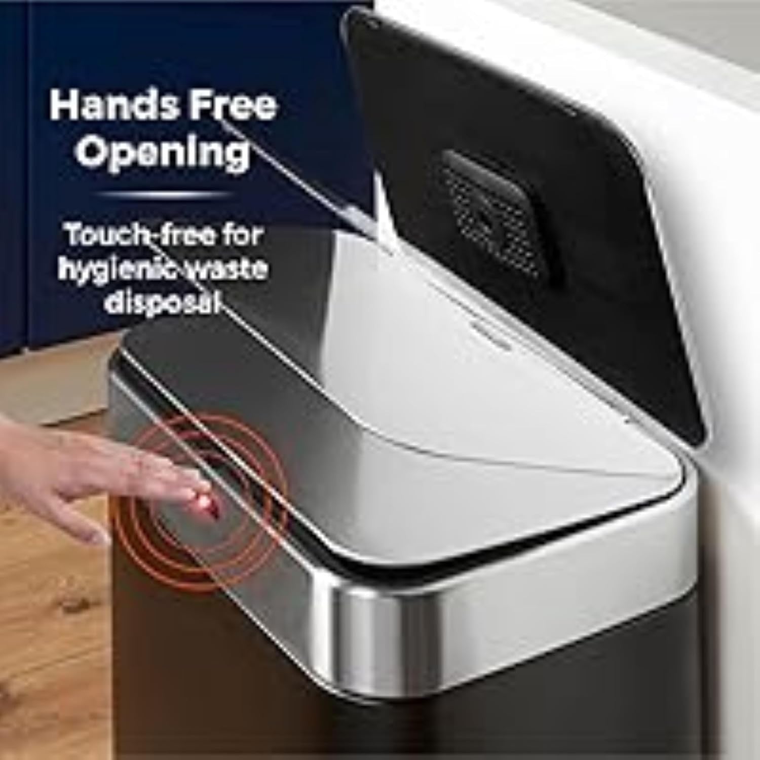 75L Automatic Sensor Kitchen Bin Fingerprint Proof Square Black