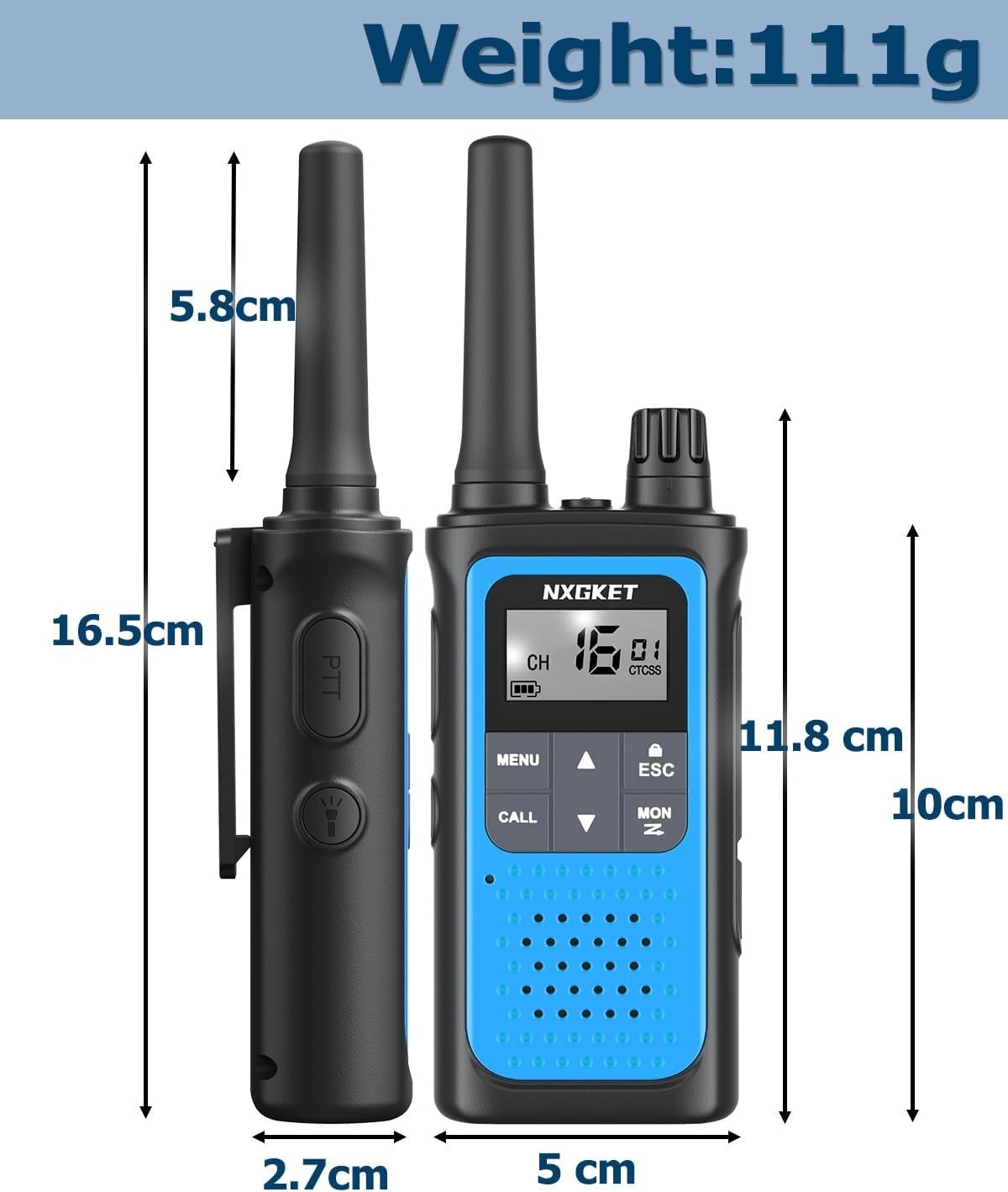 PMR446 Walkie Talkies 3 Pack Long Range 5KM Rechargeable VOX Radio