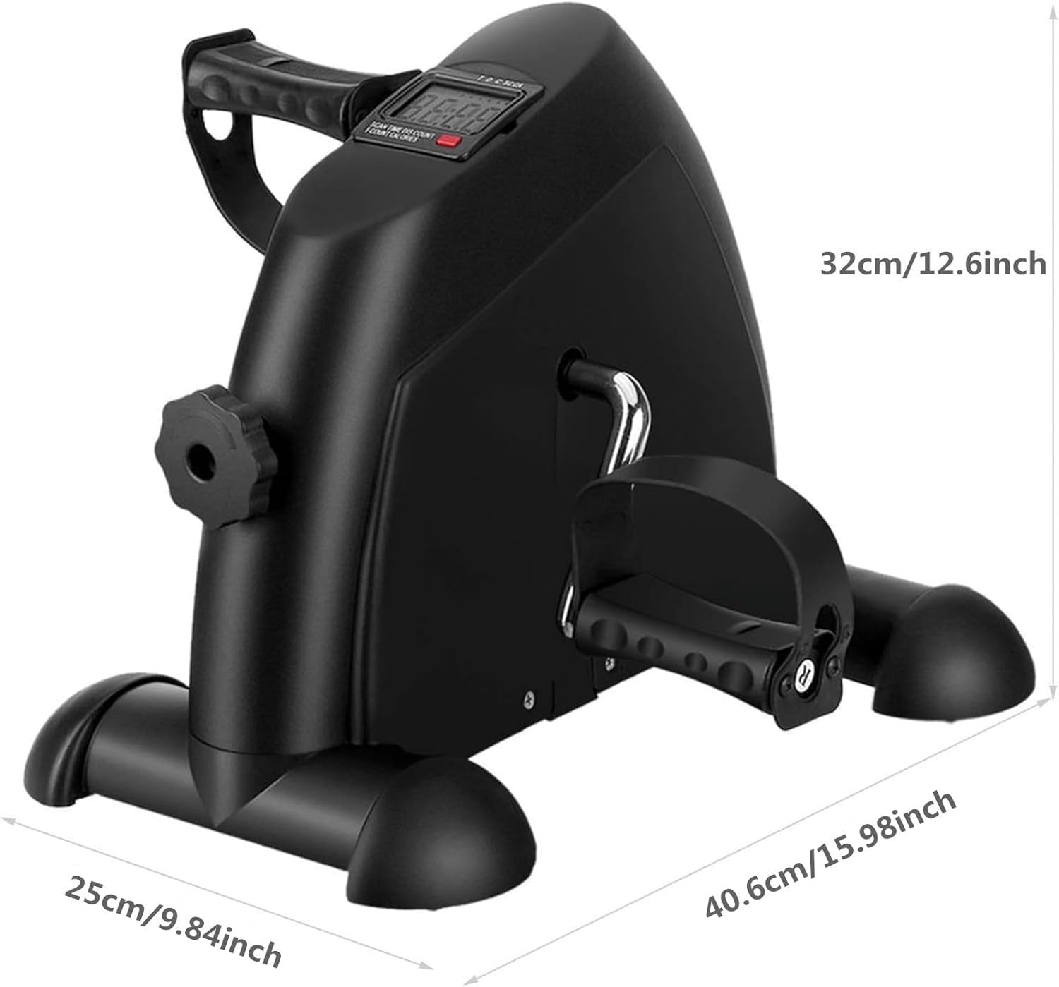 Mini Under Desk Pedal Exerciser w/ LCD Display, Adjustable Straps & Non-Slip Mat