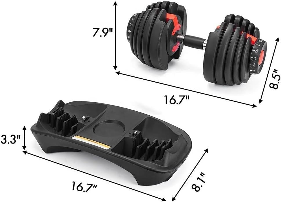 24kg Adjustable Dumbbells Pair 15 Levels Quick Dial Compact Home Gym